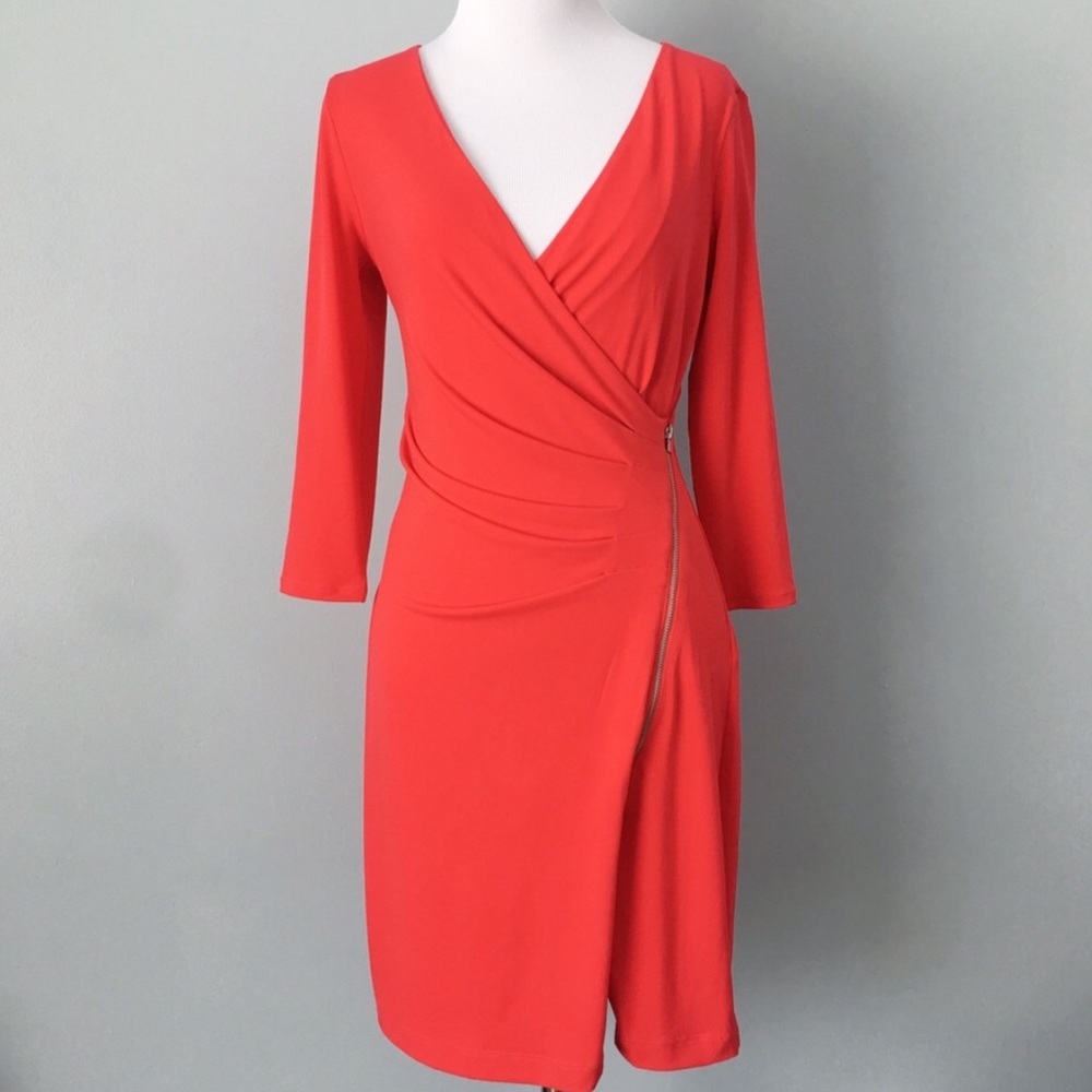 Express Front Zip Red wrap dress